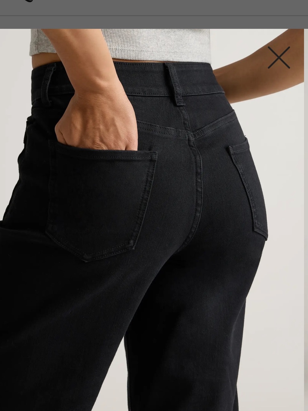 Quince Bella Stretch Patch Pocket Wide Leg Jeans - Picture 4 of 9